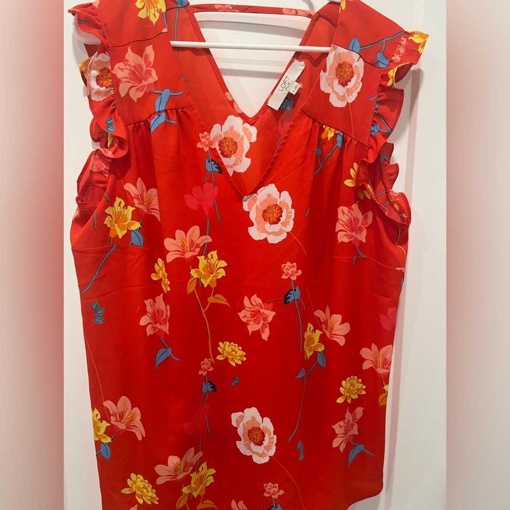 Loft Plus flutter sleeve, floral blouse.
